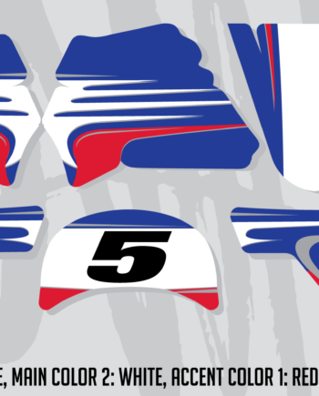 Blue, white, and red number 5 motocross graphics plates