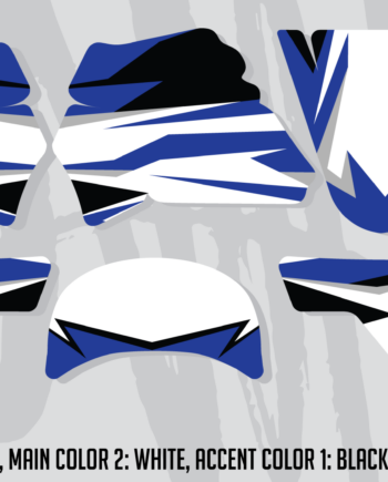 White, black, and blue motocross graphics kit