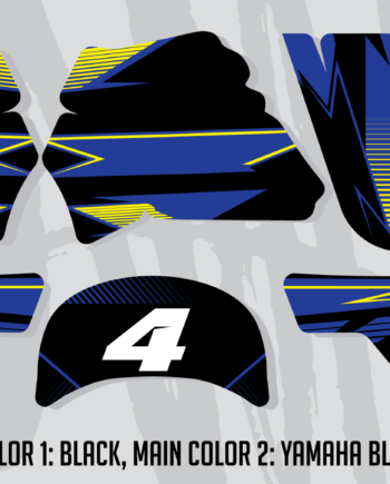 Black, blue, and yellow number 4 motocross graphic plates