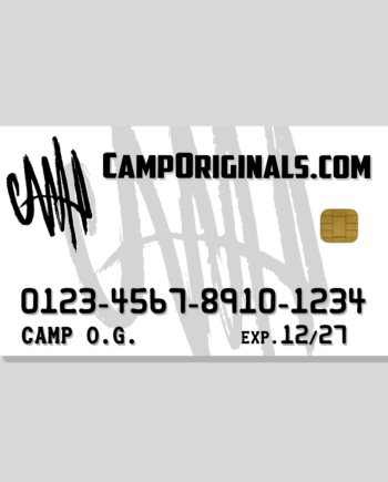 A white Camp Originals gift card
